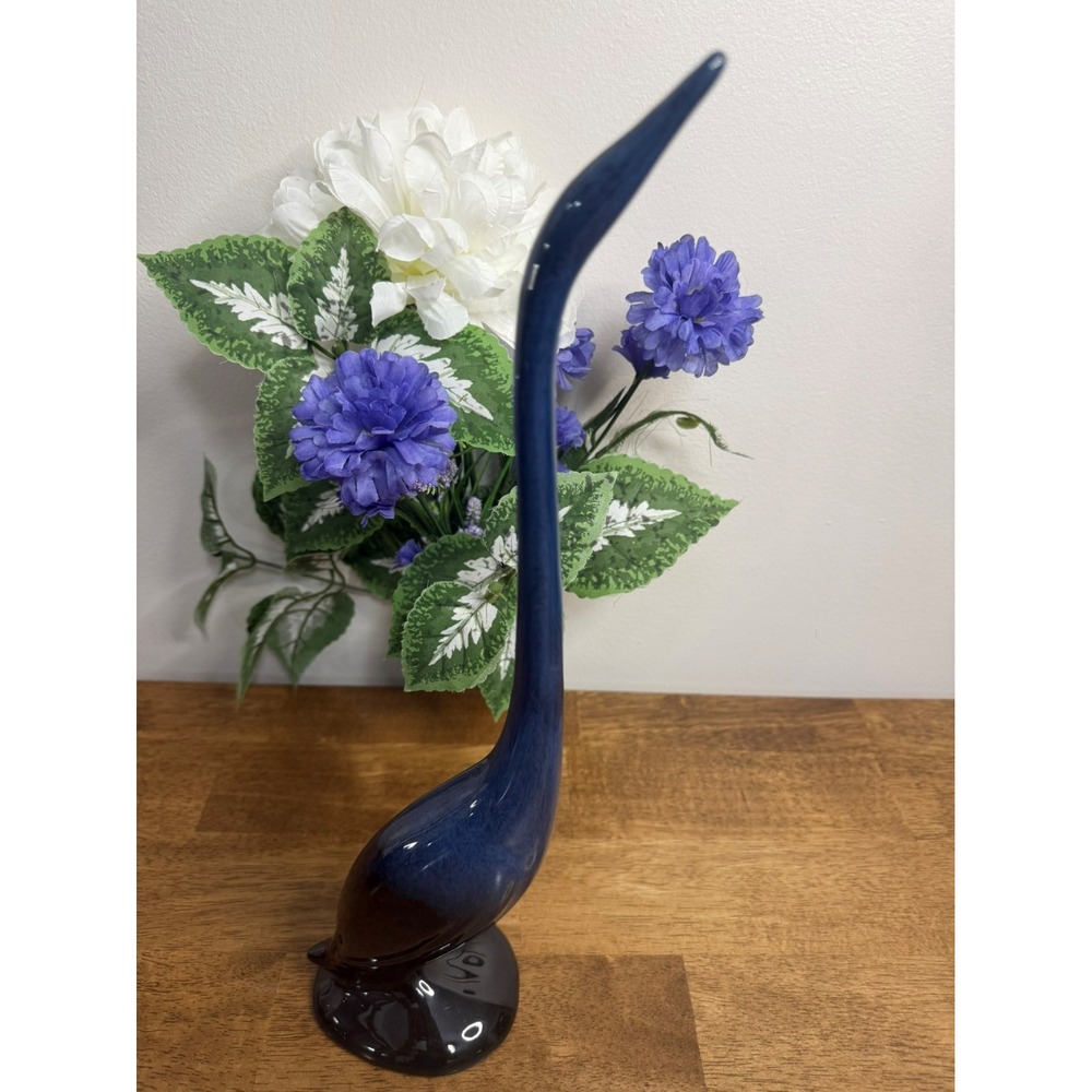 Vintage Blue Mountain Pottery Tall Heron Crane‎ Bird Figurine Canada Drip Glaze